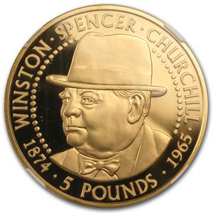 Alderney / Five Pounds Gold 1999 Winston Churchill - obverse photo