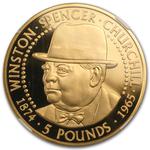 Five Pounds Gold 1999 Winston Churchill: Photo Coin, Alderney, Five Pounds Gold 1999 Winston Churchill / thumbnail