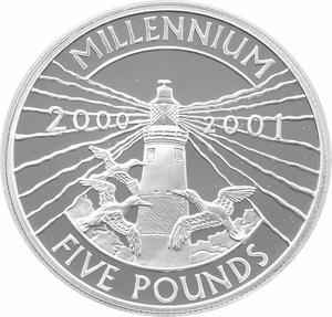 Alderney / Five Pounds 2000 Millennium - reverse photo