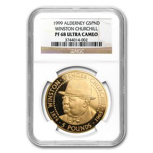 Alderney / Five Pounds Gold 1999 Winston Churchill - reverse photo