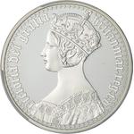 Silver Ten Ounces 2021 Queen Victoria - Gothic: Photo Alderney, Elizabeth II, silver proof twenty pounds, 2021, New Gothic Crown / thumbnail