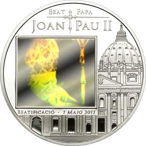 Andorra / Five Diners Silver 2011 Beatification of John Paul II - reverse photo