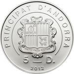 Five Diners Silver 2012 Robin: Photo Coin, Andorra, Five Diners Silver 2012 Robin / thumbnail