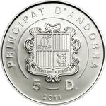 Five Diners Silver 2011 Beatification of John Paul II: Photo Coin, Andorra, Five Diners Silver 2011 Beatification of John Paul II / thumbnail
