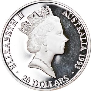 Australia / Silver Ounce 1993 Olympics - Swimming - obverse photo