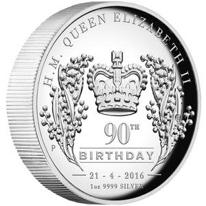 Australia / Silver Ounce 2016 Queen's 90th Birthday - reverse photo