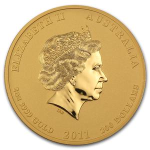Australia / Gold Two Ounces 2011 Year of the Rabbit - obverse photo