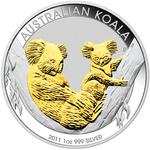 Australia / Silver Ounce 2011 Australian Koala / Gilded reverse - reverse photo