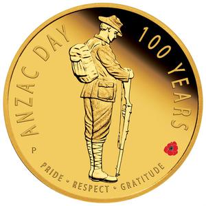 Australia / Gold Quarter Ounce 2016 Centenary of ANZAC Day - obverse photo