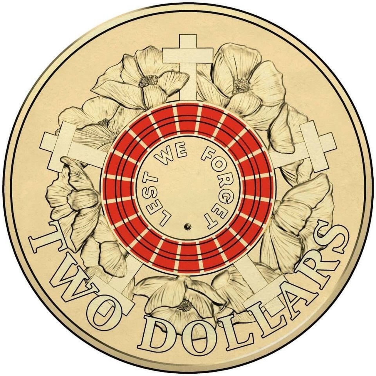 Australia Oceania 2015 2 REMEMBRANCE DAY COLOURED Coin On Card Coins 