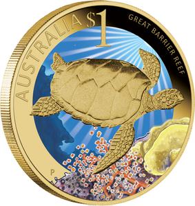 Australia / One Dollar 2010 Great Barrier Reef - reverse photo