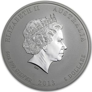 Australia / Silver Five Ounces 2013 Year of the Snake, Perth Mint - obverse photo