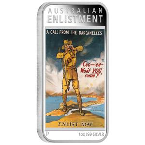 Australia / Silver Ounce 2014 World War I Enlistment Poster - reverse photo
