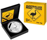 Silver Five Ounces 2015 Road Sign - Emu: Photo Coin, Australia, Silver Five Ounces 2015 Road Sign - Emu / thumbnail