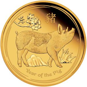 Australia / Gold Quarter Ounce 2019 Year of the Pig, Perth Mint - reverse photo