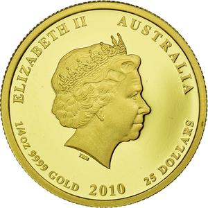 Australia / Gold Quarter Ounce 2010 Year of the Tiger - obverse photo