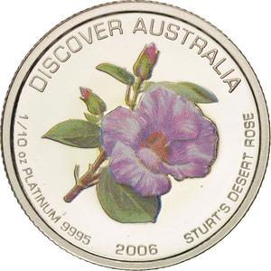 Australia / Platinum Tenth Ounce 2006 Discover Australia - Sturt's Desert Rose - reverse photo