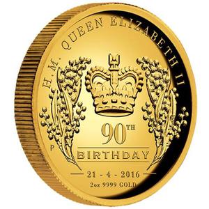 Australia / Gold Two Ounces 2016 Queen's 90th Birthday - reverse photo