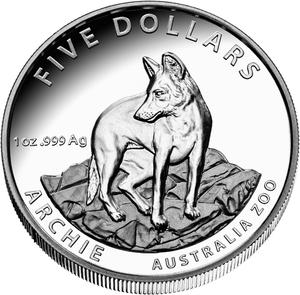 Australia / Silver Ounce 2017 Australia Zoo - Alpine Dingo - High Relief - reverse photo