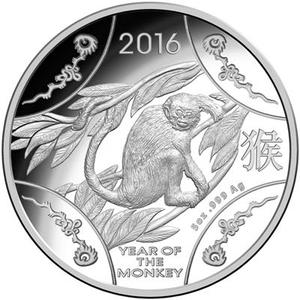 Australia / Silver Five Ounces 2016 Year of the Monkey, RAM - reverse photo