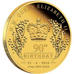 Australia / Gold Quarter Ounce 2016 Queen's 90th Birthday - reverse photo