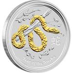 Australia / Silver Five Ounces 2013 Year of the Snake, Perth Mint / Gilded Reverse - reverse photo