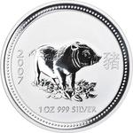 Silver Ounce 2007 Year of the Pig: Photo Coin, Australia, Year of the Pig Dollar - 2007 - 1 Oz - Silver / thumbnail