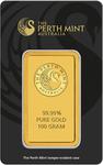 Gold One Hundred Grams - Perth Mint Kangaroo Bar: Photo 100g Gold Minted Bar Perth Mint / thumbnail