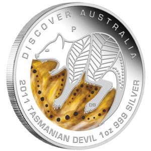 Australia / Silver Ounce 2011 Discover Australia - Tasmanian Devil - reverse photo
