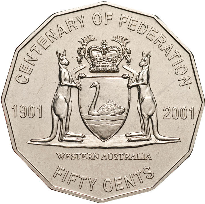 Fifty Cents 2001 Centenary Of Federation Western Australia 52 OFF