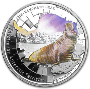 Australia / Silver Ounce 2015 Elephant Seal - reverse photo