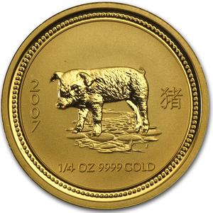 Australia / Gold Quarter Ounce 2007 Year of the Pig - reverse photo