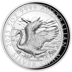 Australia / Silver Five Ounces 2025 Australian Swan - reverse photo