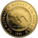 Australia / Gold Two Ounces 1991 Australian Nugget - Red Kangaroo / Proof - reverse photo