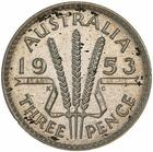 Threepence 1953: Photo Proof Coin - Threepence, Specimen Strike, Australia, 1953 / thumbnail