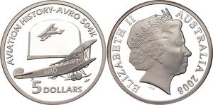 Australia / Five Dollars Silver 2008 AVRO 504K - obverse photo