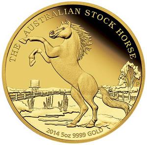 Australia / Gold Five Ounces 2014 Australian Stock Horse - reverse photo