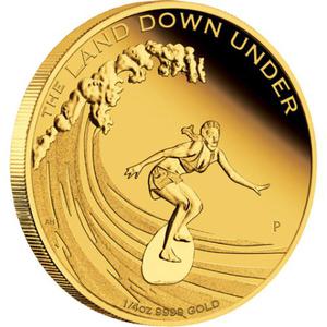 Australia / Gold Quarter Ounce 2013 Surfing - reverse photo