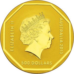 Australia / Gold Five Ounces 2013 Road Sign - Kangaroo - obverse photo