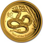 Gold Ounce 2013 Year of the Snake, High Relief: Photo 2013 Australia 1 oz Gold Lunar Snake Proof UHR / thumbnail