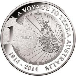 Australia / One Dollar Silver 2014 Voyage to Terra Australis - reverse photo