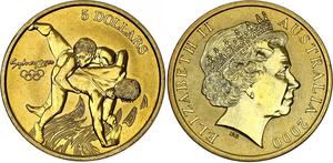 Australia / Five Dollars 2000 Wrestling - reverse photo