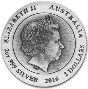 Australia / Silver Two Ounces 2016 Australian Kangaroo - obverse photo
