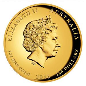 Australia / Gold Ounce 2016 Year of the Monkey, High Relief - obverse photo