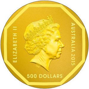 Australia / Gold Five Ounces 2015 Road Sign - Emu - obverse photo