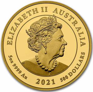 Australia / Gold Five Ounces 2021 Mythical Creatures - Unicorn - obverse photo
