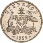 Sixpence 1955: Photo Proof Coin - Sixpence, Australia, 1955 / thumbnail