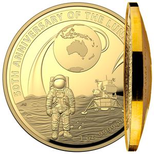 Australia / Gold Ounce 2019 Moon Landing, Domed - reverse photo