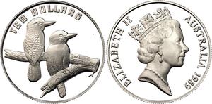 Australia / Ten Dollars Silver 1989 Kookaburra - obverse photo