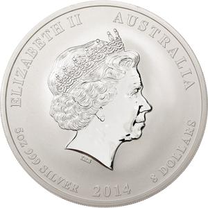 Australia / Silver Five Ounces 2014 Year of the Horse - reverse photo